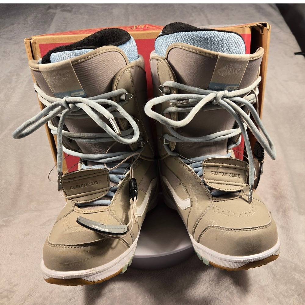 Vans Ferra Pro Snowboard Boots Tan Blue‎ BOA Hybrid Lacing Womens 7